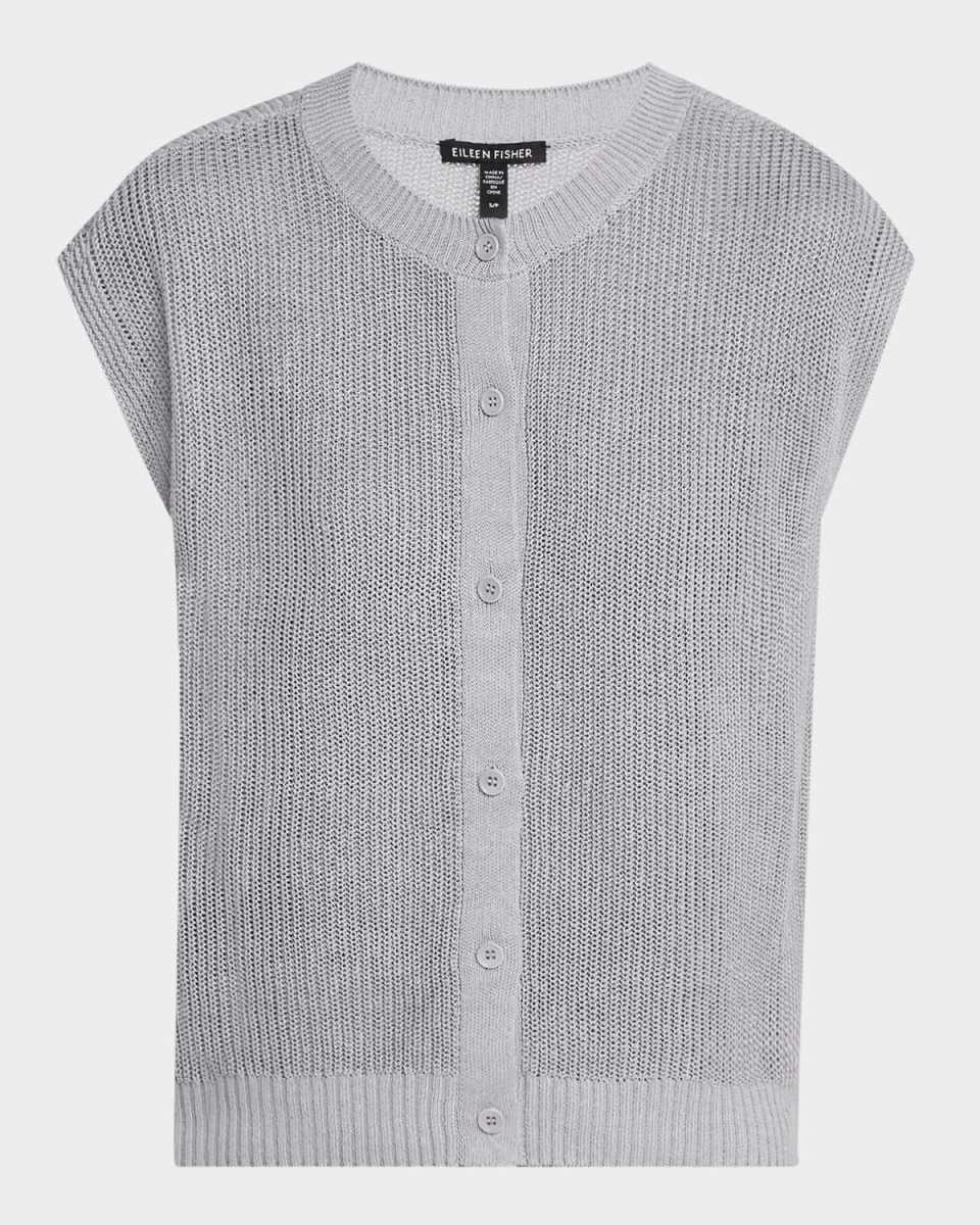 Crewneck Organic Linen-Cotton Sweater Vest